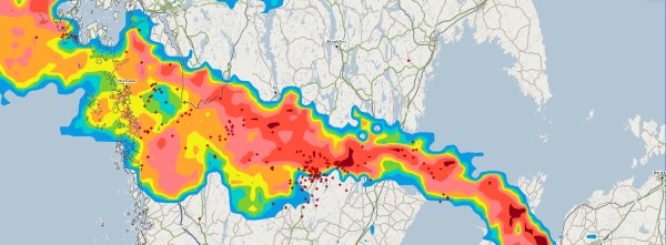SMHI:s radarbilder över förekommande åska Källa: smhi.se